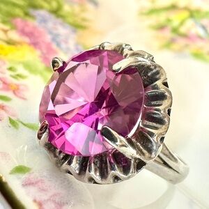 Vintage Pink Sapphire Solitaire Sterling Silver Ring (8)